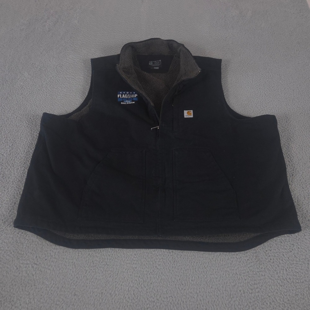Carhartt Vest Mens 4XL Washed Duck Mock Neck Sherpa Lined Cotton Canvas Logo
